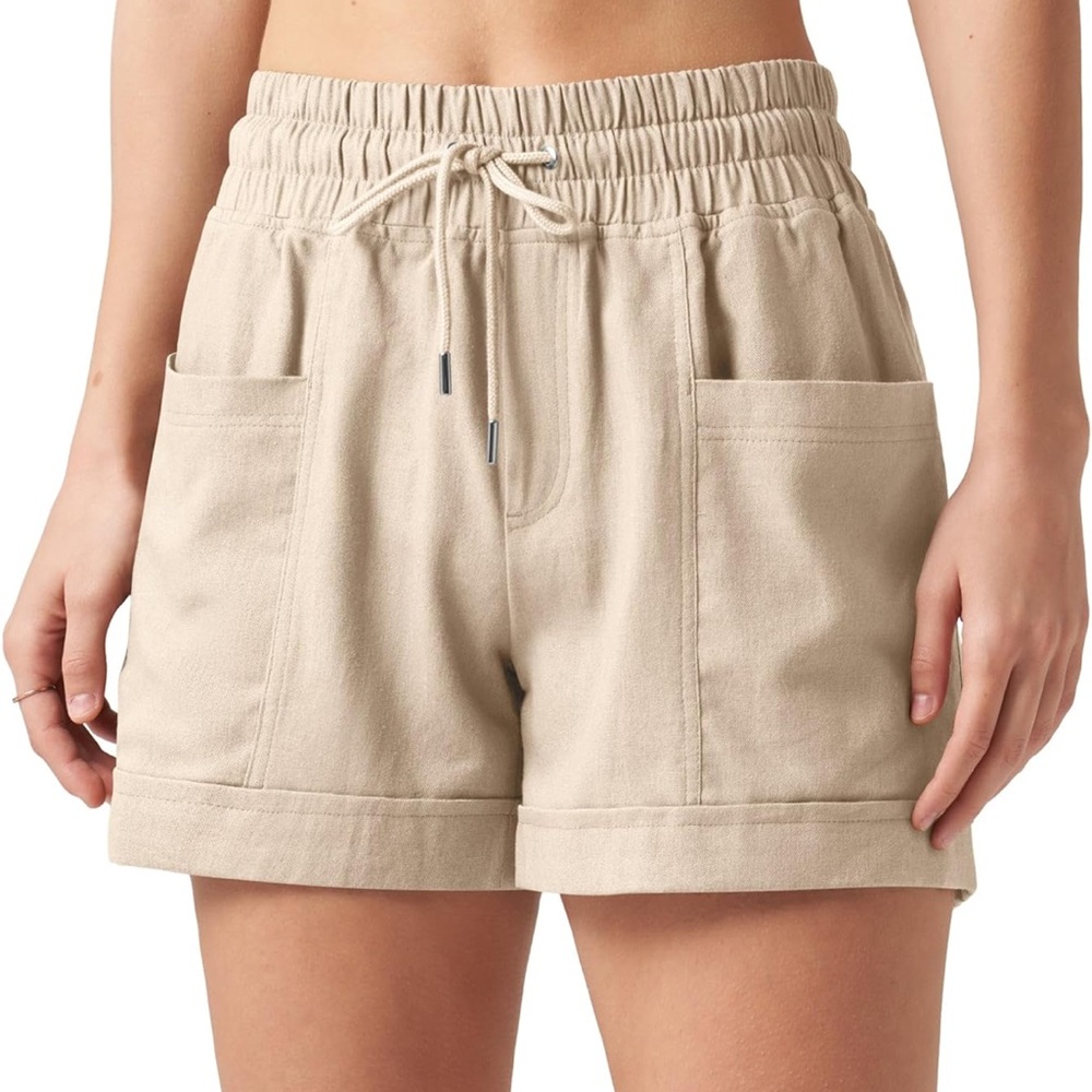 Relaxed Drawstring Pocket Shorts - Beige